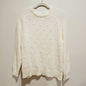 Old Navy Pom Pom Knit Ivory Sweater